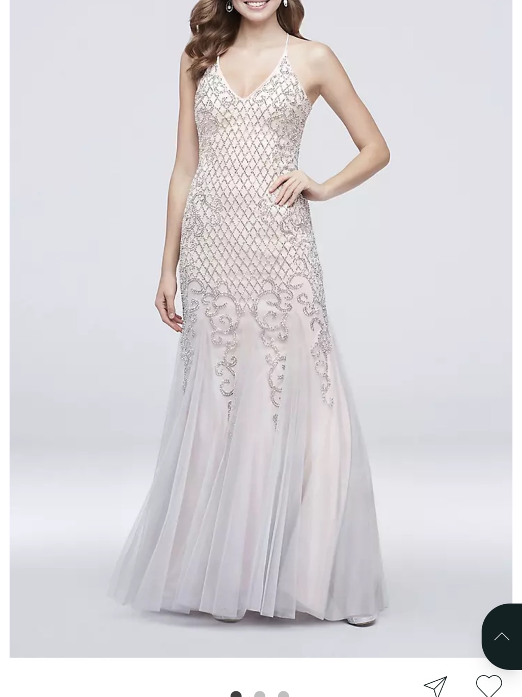 Xscape Silver-Embellished Light Pink Tulle Gown